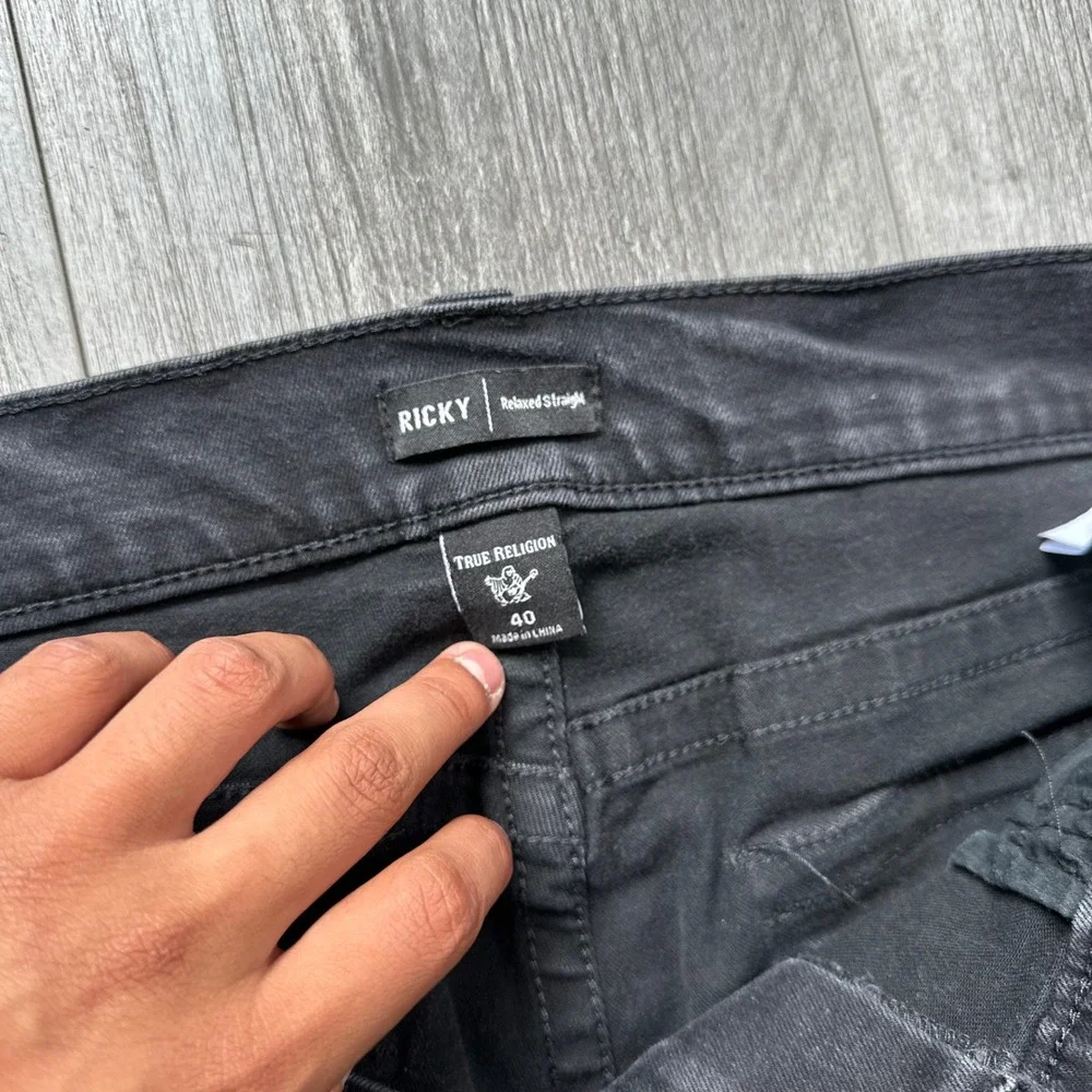 Mens True Religion Black Ricky Denim Shorts Size 40
